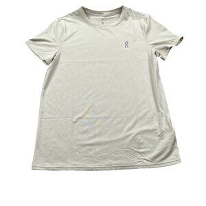 On Running Core T Shirt Women's Large Beige Short Sleeve Crew Neck Athletic